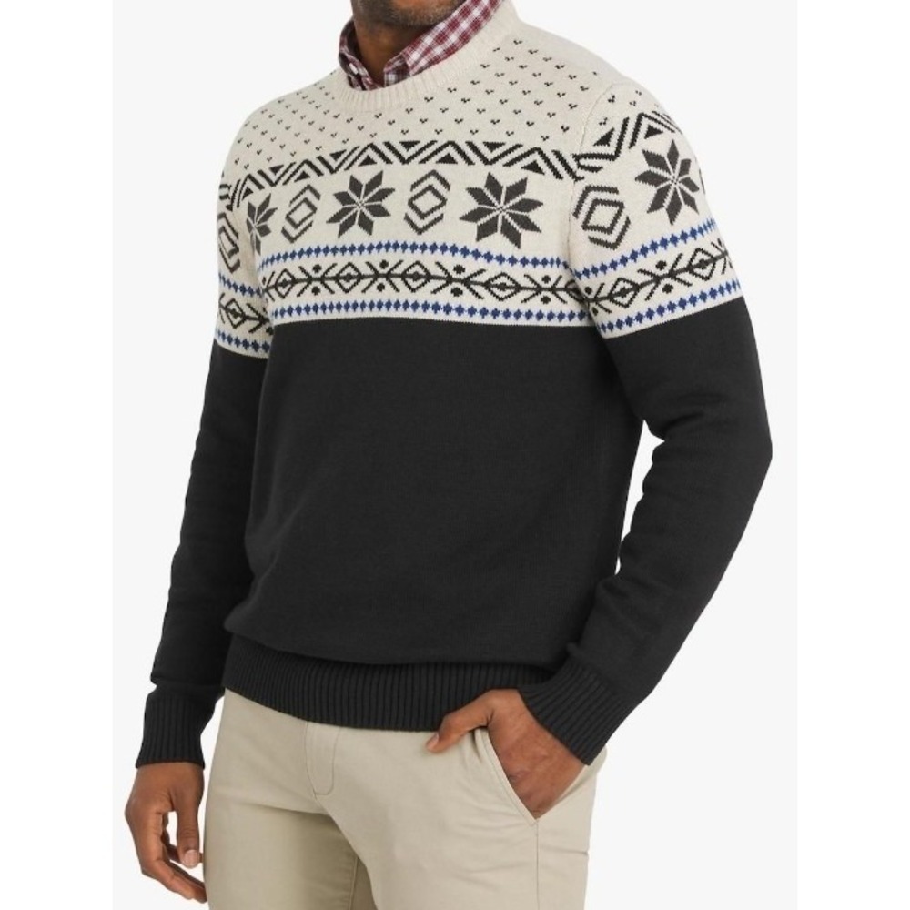 Chaps Men Fair Isle Preppy Fisherman Nautical Birds Eye Crewneck Knit Sweater 2X